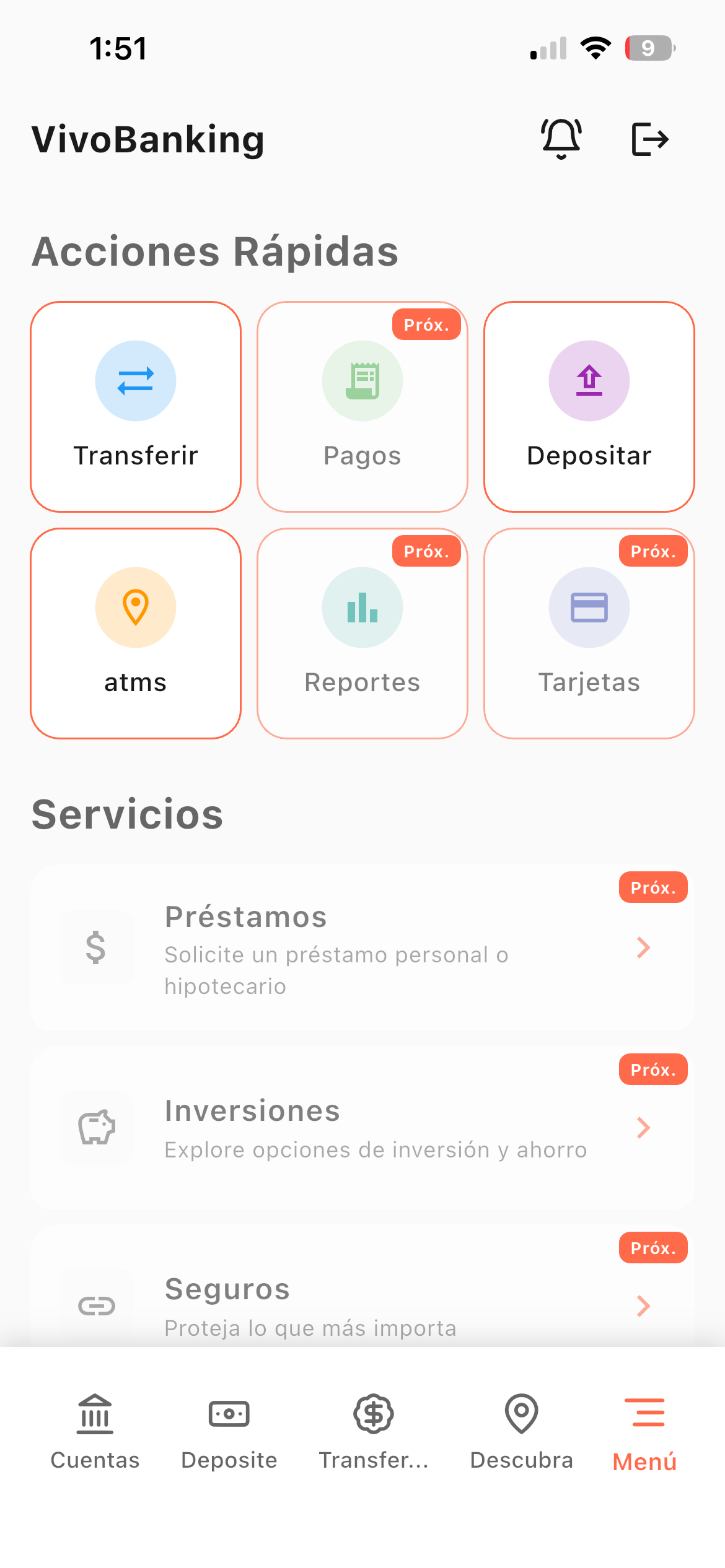 VivoBanking · Servicios