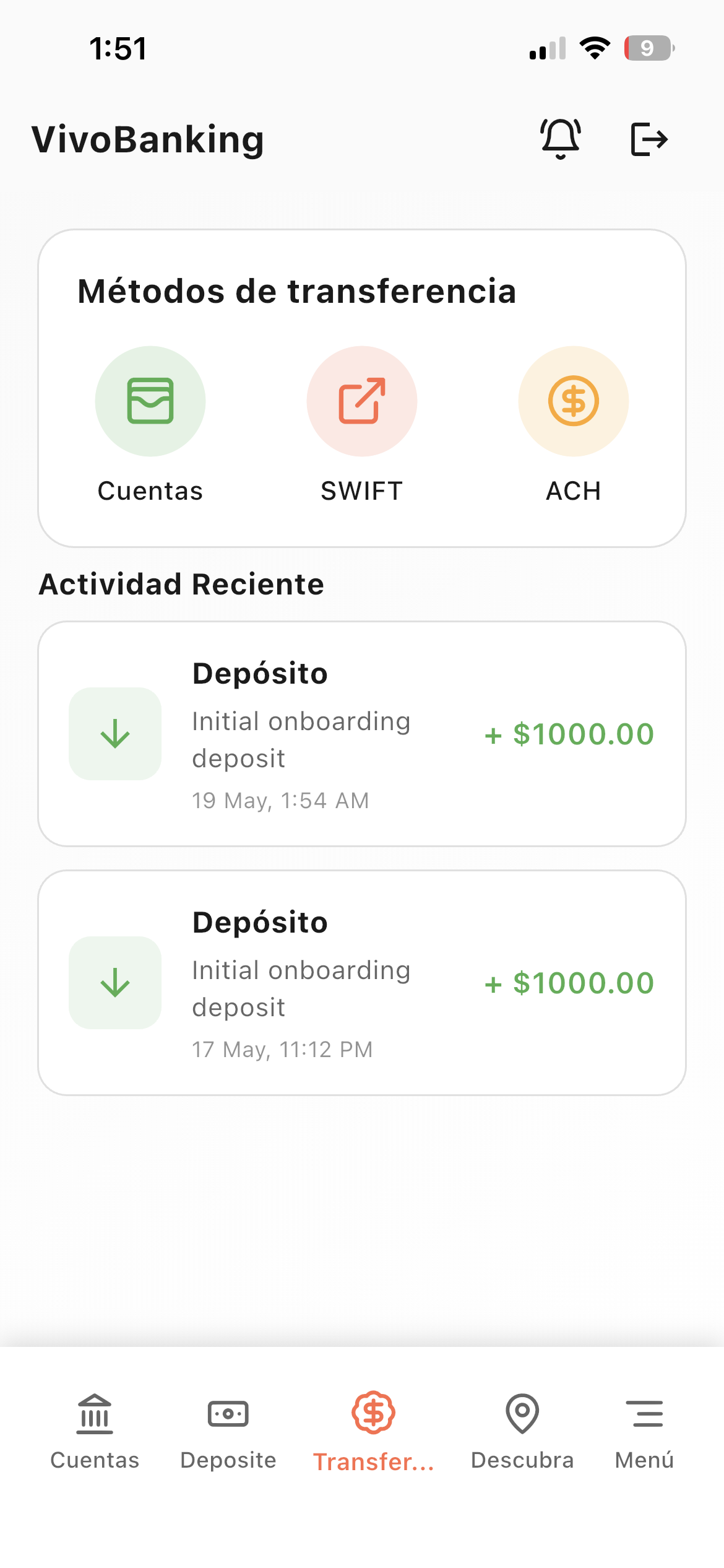 VivoBanking · Transferencias